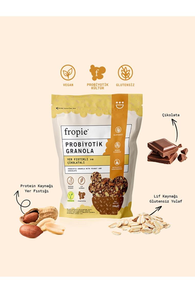 Fropie Probiyotik Granola  Yer Fıstığı & Çikolata 200 gr x 3 Adet