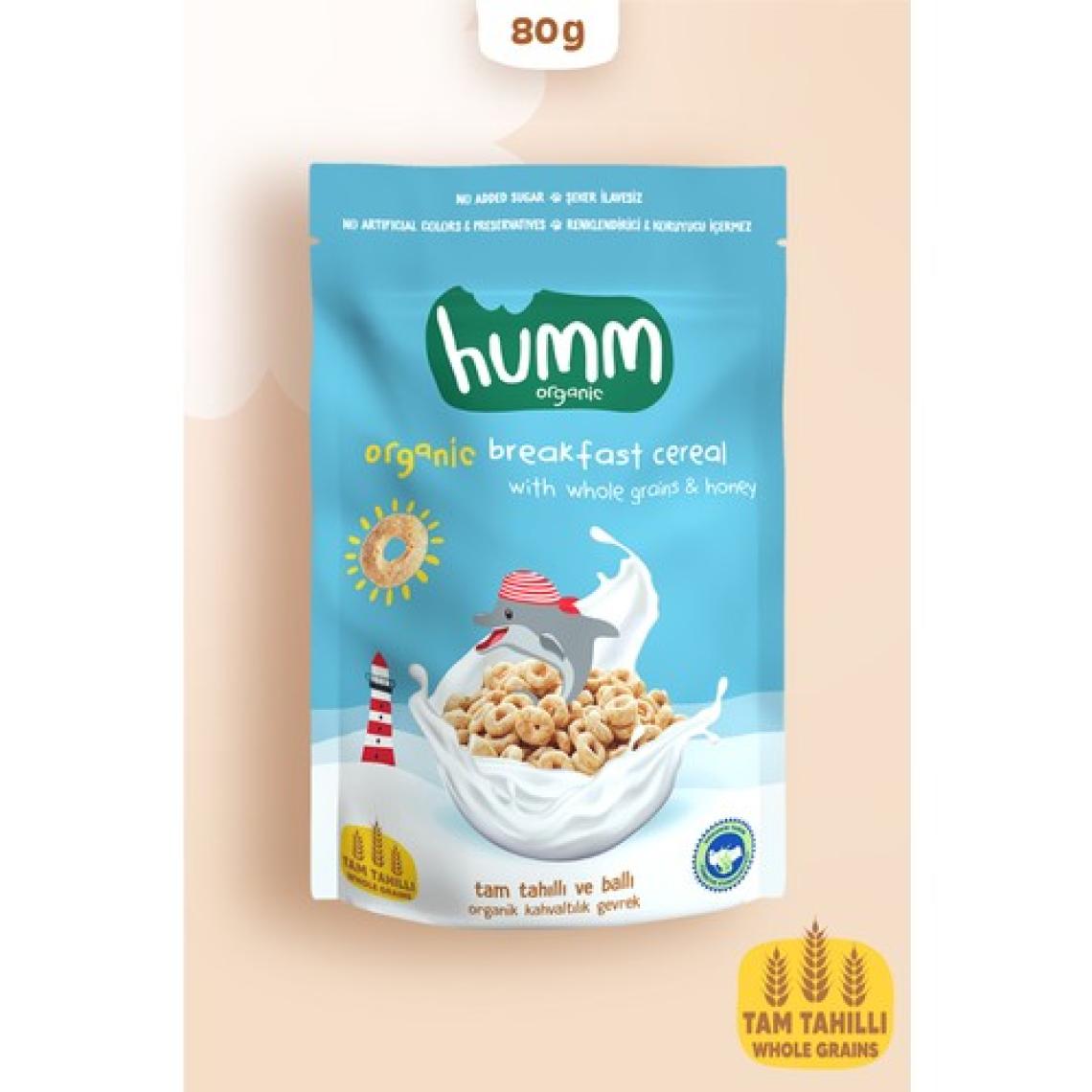 Humm Organic - Organik Tam Tahıllı ve Ballı Kahvaltılık Gevrek - 80G