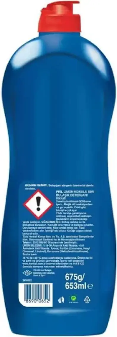 Pril Elde Yıkama Sıvı Bulaşık Deterjanı 675g Limon 5+ Etki, Kendinden Yağ Çözme Etkisi