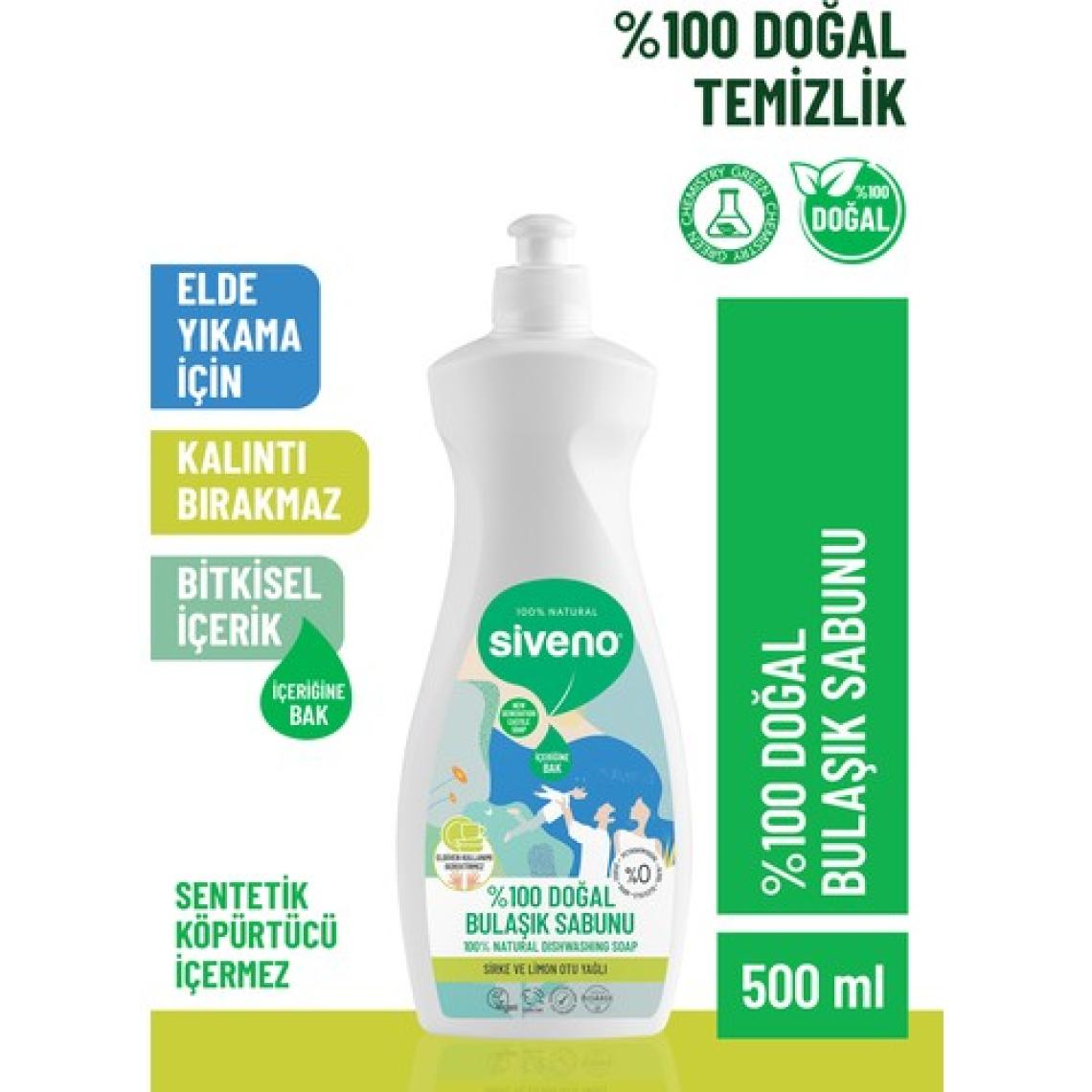 Siveno %100 Doğal Bulaşık Sabunu Bitkisel Elde Bulaşık Sabunu Nemlendirici Vegan 500 ml