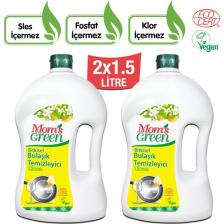 Mom's Green 2'li Set Bitkisel Elde Bulaşık Temizleyici Limon 1,5 Lt. x 2 Adet