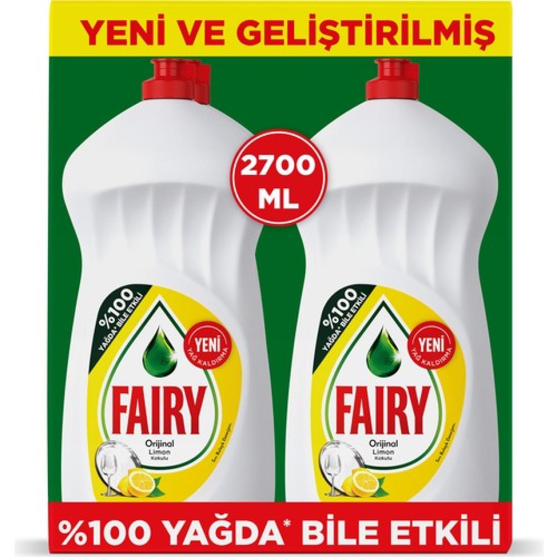 Fairy 2700 ml ( 2 x 1350 ml) Sıvı Bulaşık Deterjanı Limon Fırsat Paketi