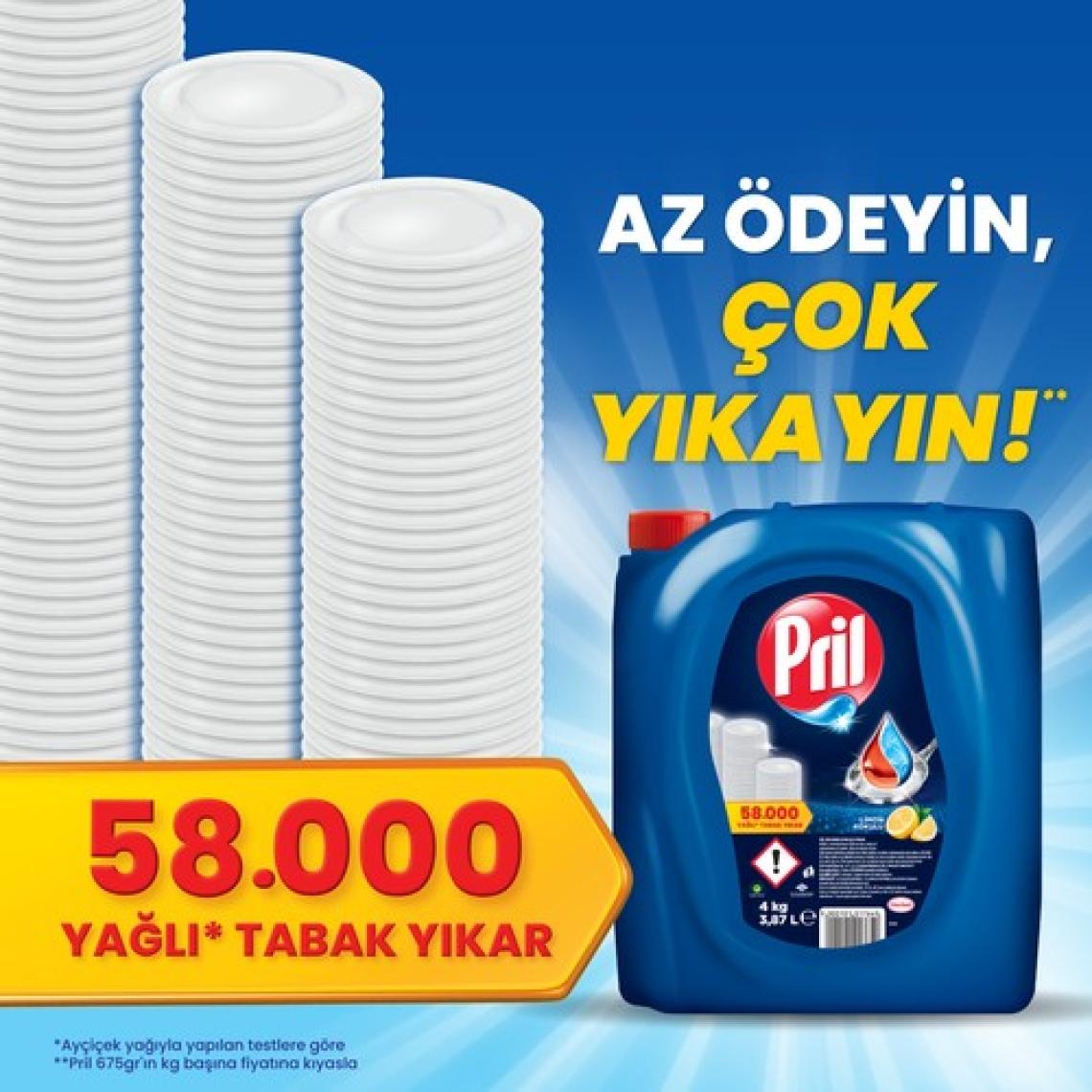 Pril Sıvı Bulaşık Deterjanı 4 Kg. Limon
