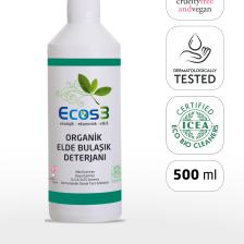 Ecos3 Elde Bulaşık Deterjanı, Organik & Vegan Sertifikalı, Ekolojik, Hipoalerjenik, Aloe Vera’lı, 500ml