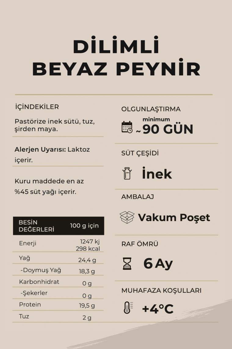 Ariste Keyif Serisi – Dilimli İnek Beyaz Peyniri 800 gr – Tam Yağlı, Olgunlaştırılmış