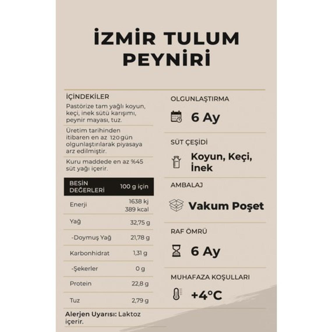 Ariste Tam Yağlı İzmir Tulum Peyniri 300 gr –Olgunlaştırılmış