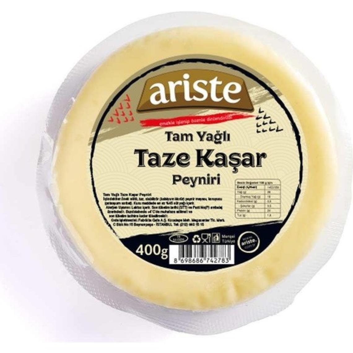 Ariste Tam Yağlı Taze Kaşar Peyniri 400 gr