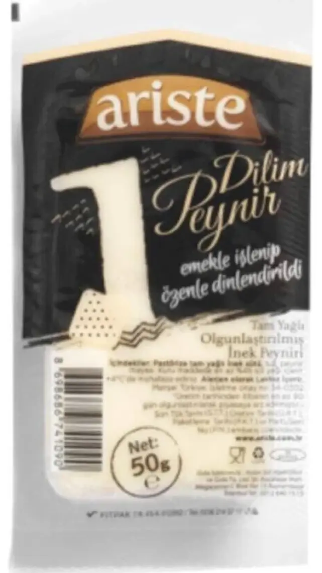 Ariste Bir Dilim Tam Yağlı İnek Beyaz Peyniri 50 gr x 24 Adet (1200 gr)– Olgunlaştırılmış
