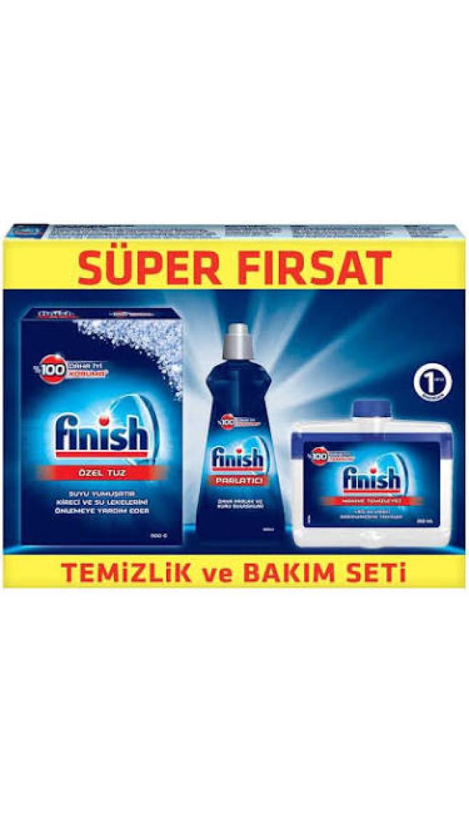 Finish Temizlik ve Bakım Seti (Parlatıcı 400 ml + Makine Temizleyici Sıvı 250 ml + Tuz 500 gr)