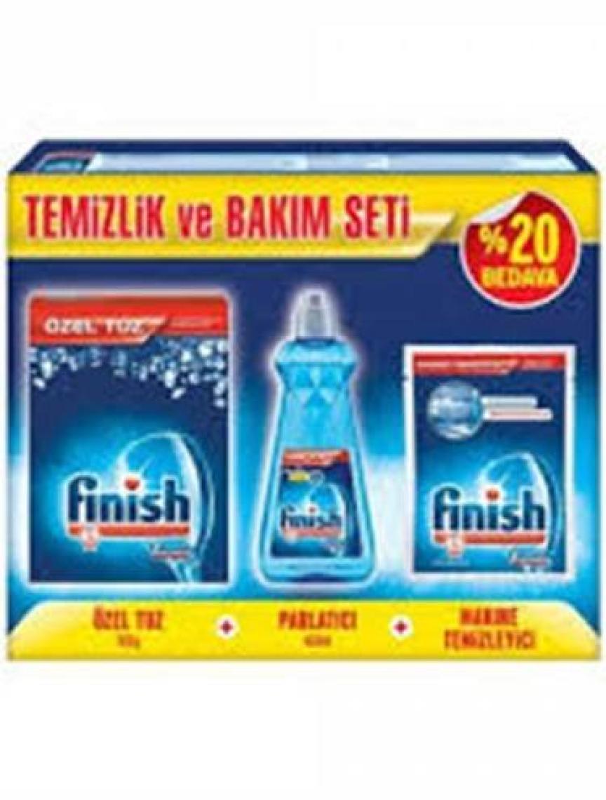 Finish Temizlik ve Bakım Seti (Parlatıcı 400 ml + Makine Temizleyici Sıvı 250 ml + Tuz 500 gr)