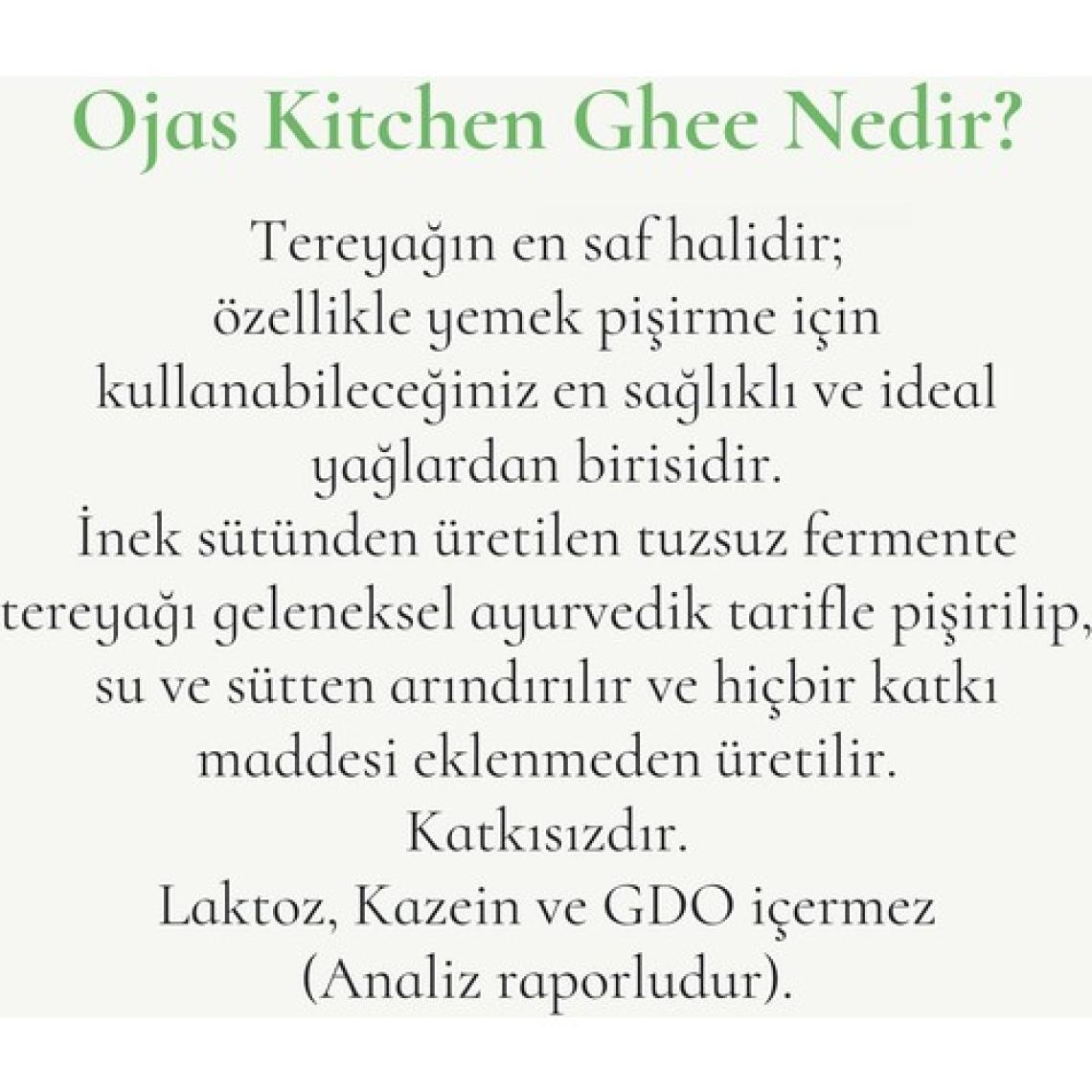 Ojas Kitchen Sade Ghee (Sade Yağ) 225 gr - Laktozsuz Gdo' Suz Saf Yağ / Sadeyağ