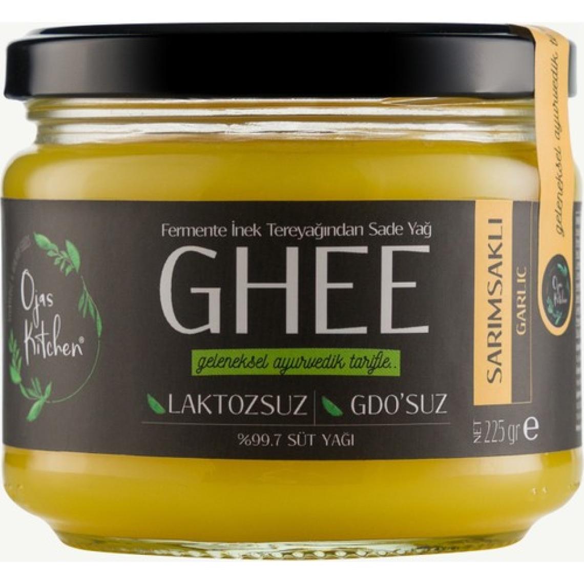 Ojas Kitchen Sarımsaklı Ghee (Sade Yağ) 225 gr - Laktozsuz Gdo' Suz Saf Yağ / Sadeyağ