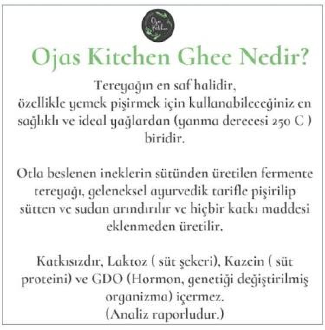 Ojas Kitchen Kekikli Ghee (Sade Yağ) 225 gr