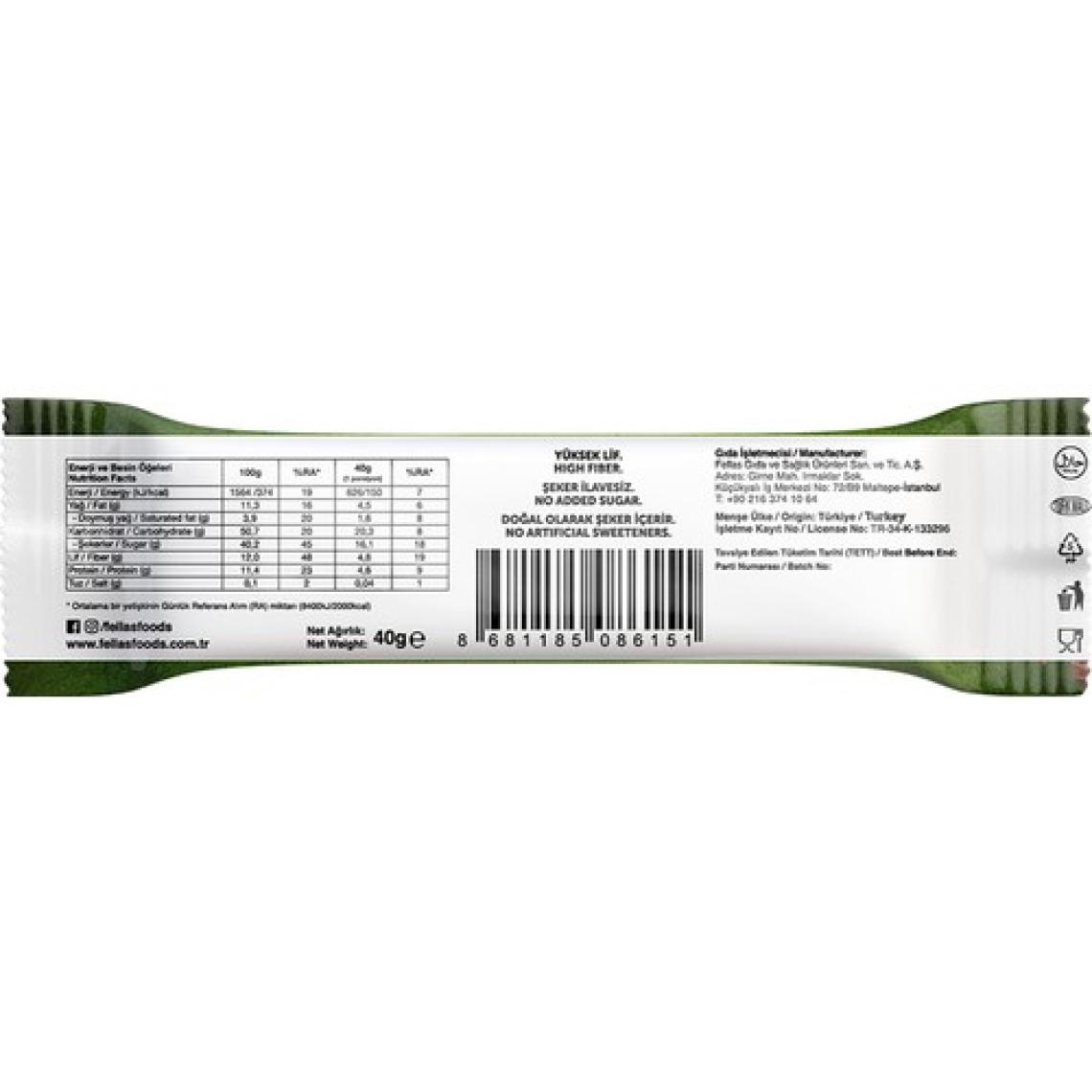 Fellas Meyve Bar - Antep Fıstığı ve Kakao 40 gr x 12 Adet
