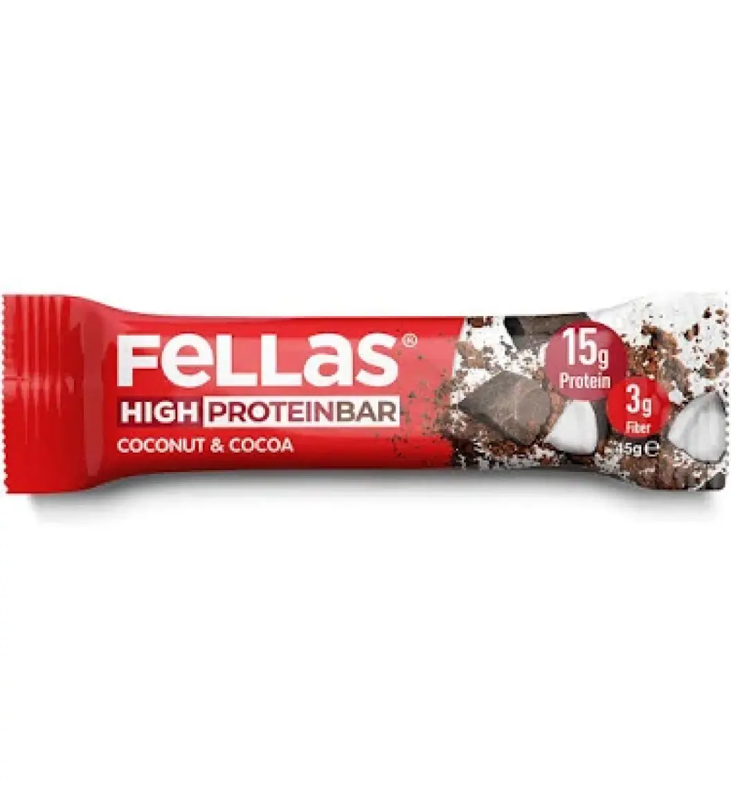 Fellas Hindistan Cevizli ve Kakaolu Yüksek Protein Bar 45 g x 12 Adet