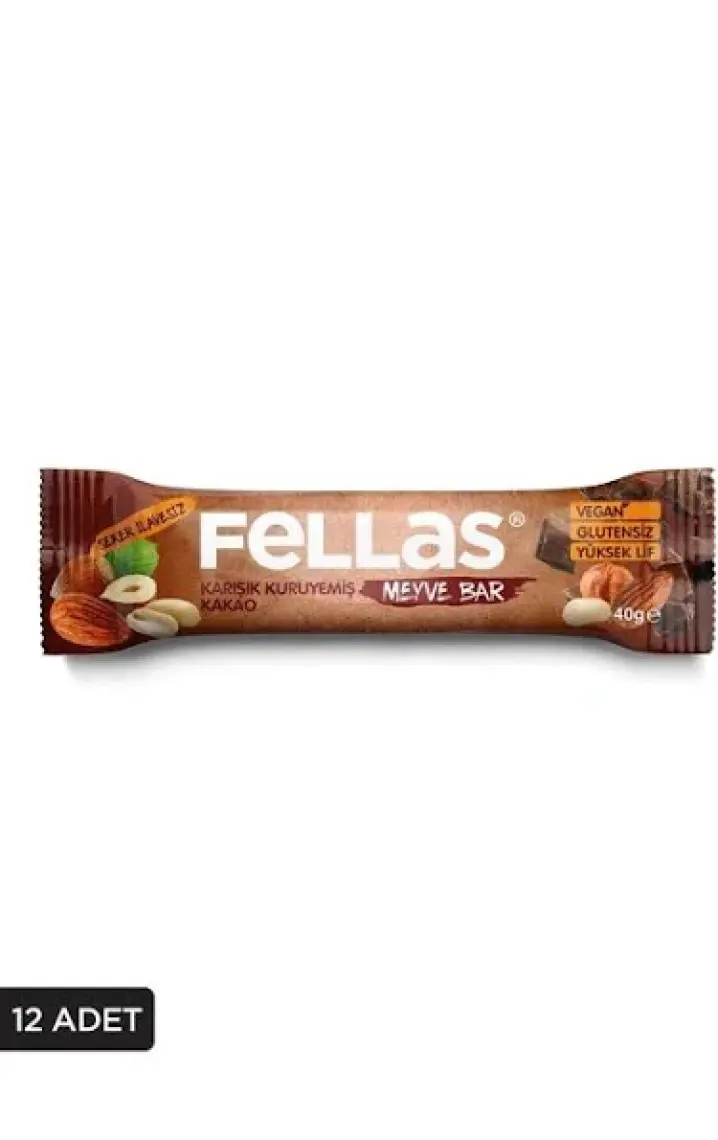 Meyve Bar - Karışık Kuruyemişli ve Kakaolu  40 gr x 12 Adet