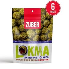 Züber Antep Fıstığı Kaplı Kakaolu Fındık Ezmeli Meyve Topu 96 gr x 6 Paket