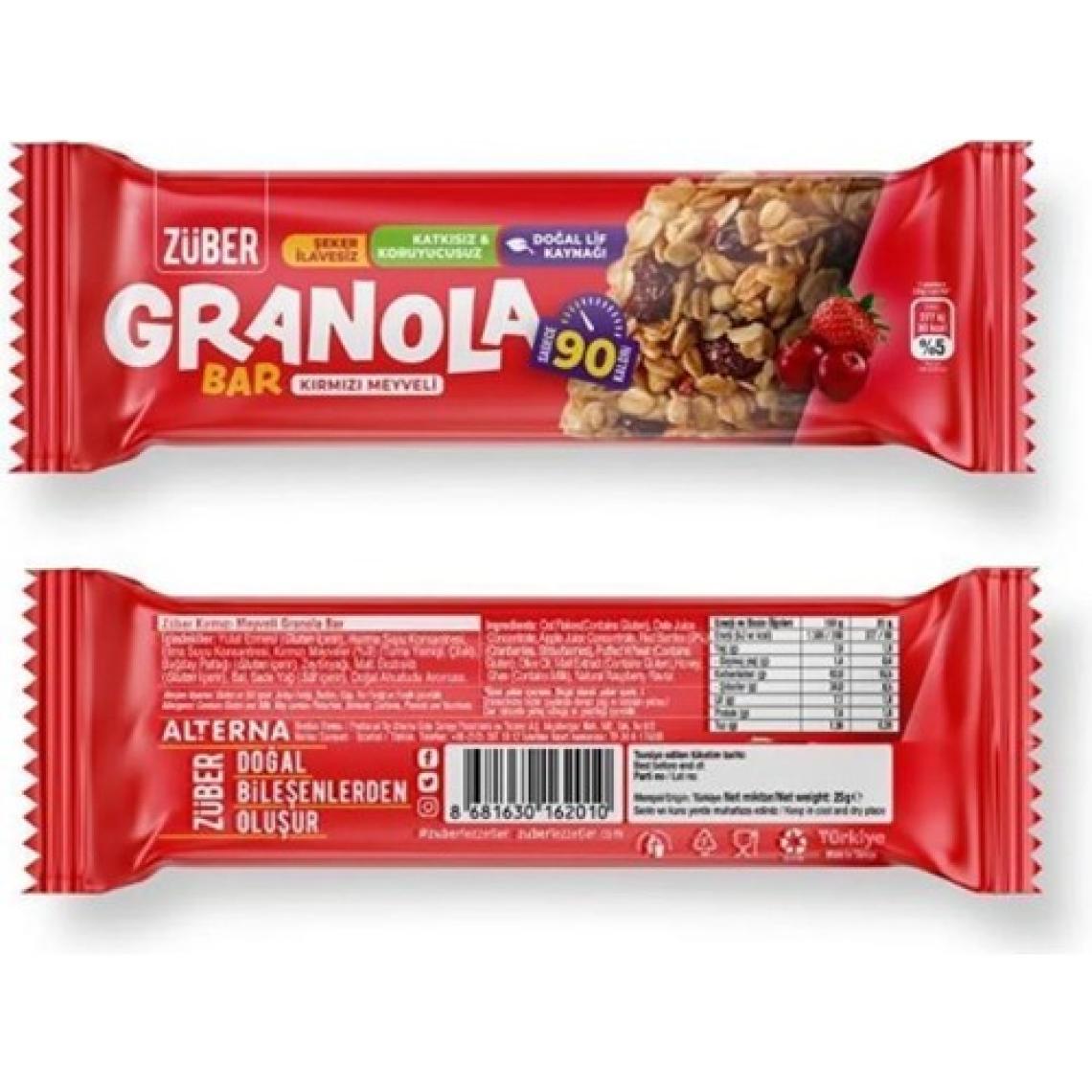 Züber Kırmızı Meyveli Granola Bar 25 G x 15