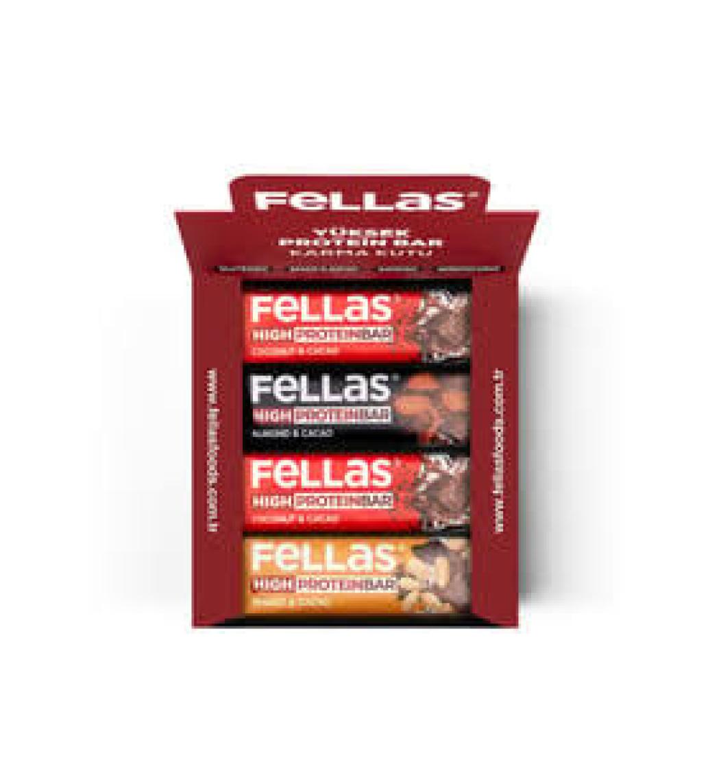 Fellas Yüksek Protein Bar 45 gr Karma Kutu 12 Adet ( 3 Çeşit)