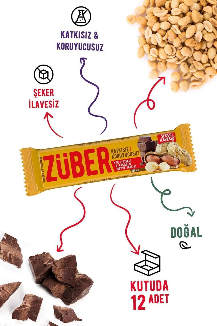 Züber Yer Fıstıklı & Kakaolu Meyveli Bar 12x40 gr