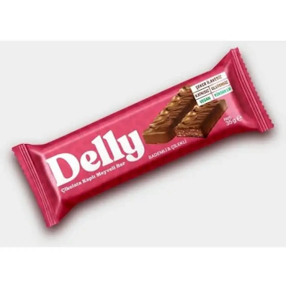 Delly Çikolata Kaplı - Bademli & Çilekli Meyveli Bar 35g X 12 Adet