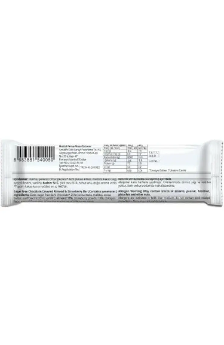 Delly Çikolata Kaplı - Bademli & Çilekli Meyveli Bar 35g X 12 Adet