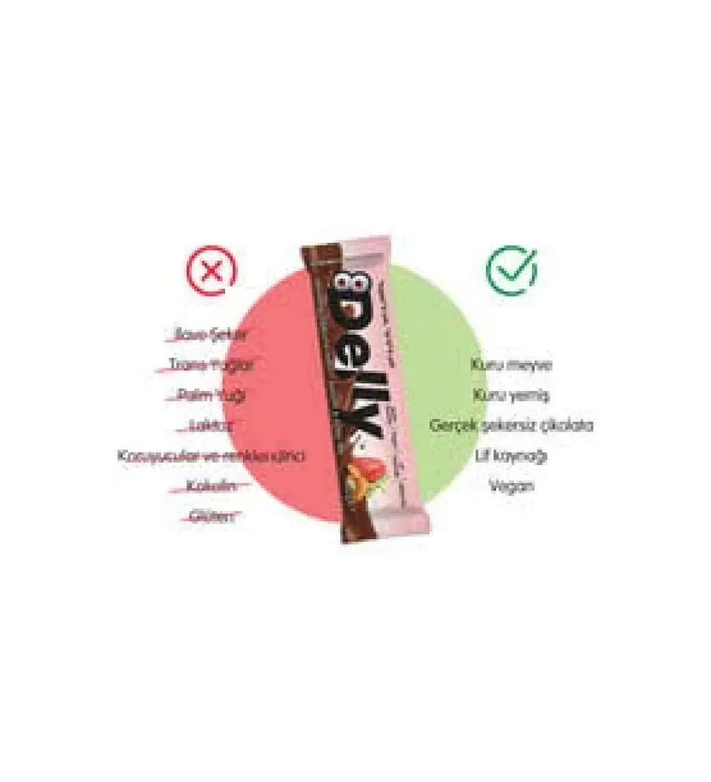 Delly Çikolata Kaplı - Bademli & Çilekli Meyveli Bar 35g X 12 Adet