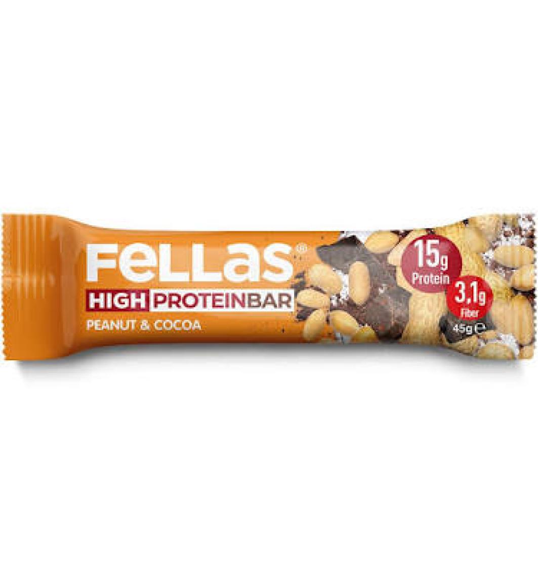 Fellas Yer Fıstıklı ve Kakaolu Yüksek Protein Bar 45 g x 12 Adet