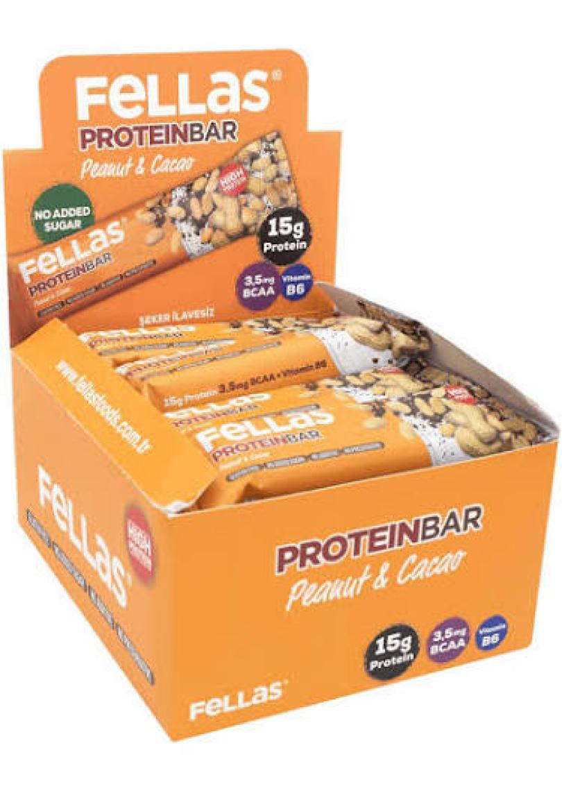Fellas Yer Fıstıklı ve Kakaolu Yüksek Protein Bar 45 g x 12 Adet