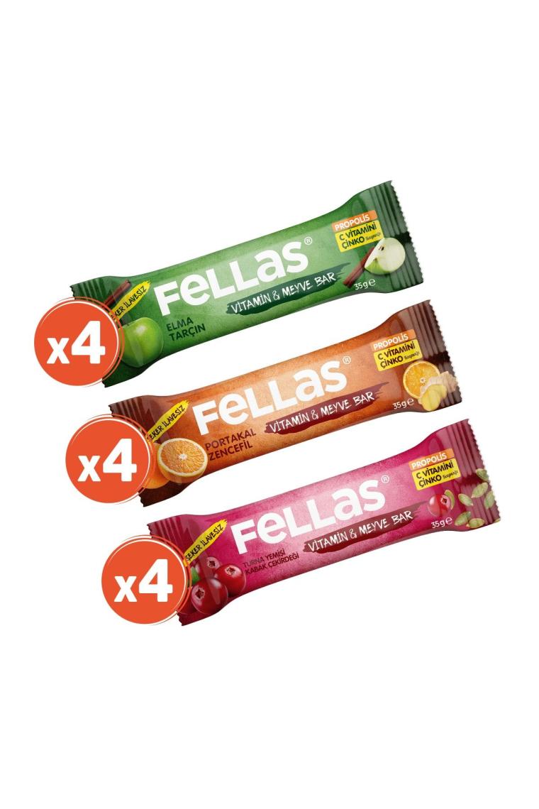 Vitamin & Meyve Bar Karma Kutu 12 Adet (3 Çeşit)