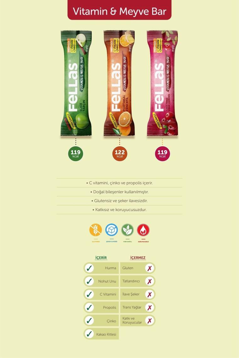 Vitamin & Meyve Bar Karma Kutu 12 Adet (3 Çeşit)