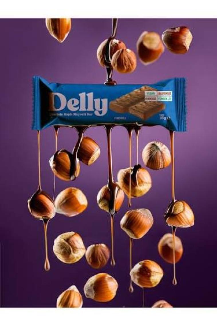 Delly Çikolata Kaplı - Fındıklı Meyveli Bar 35g X 12 Adet