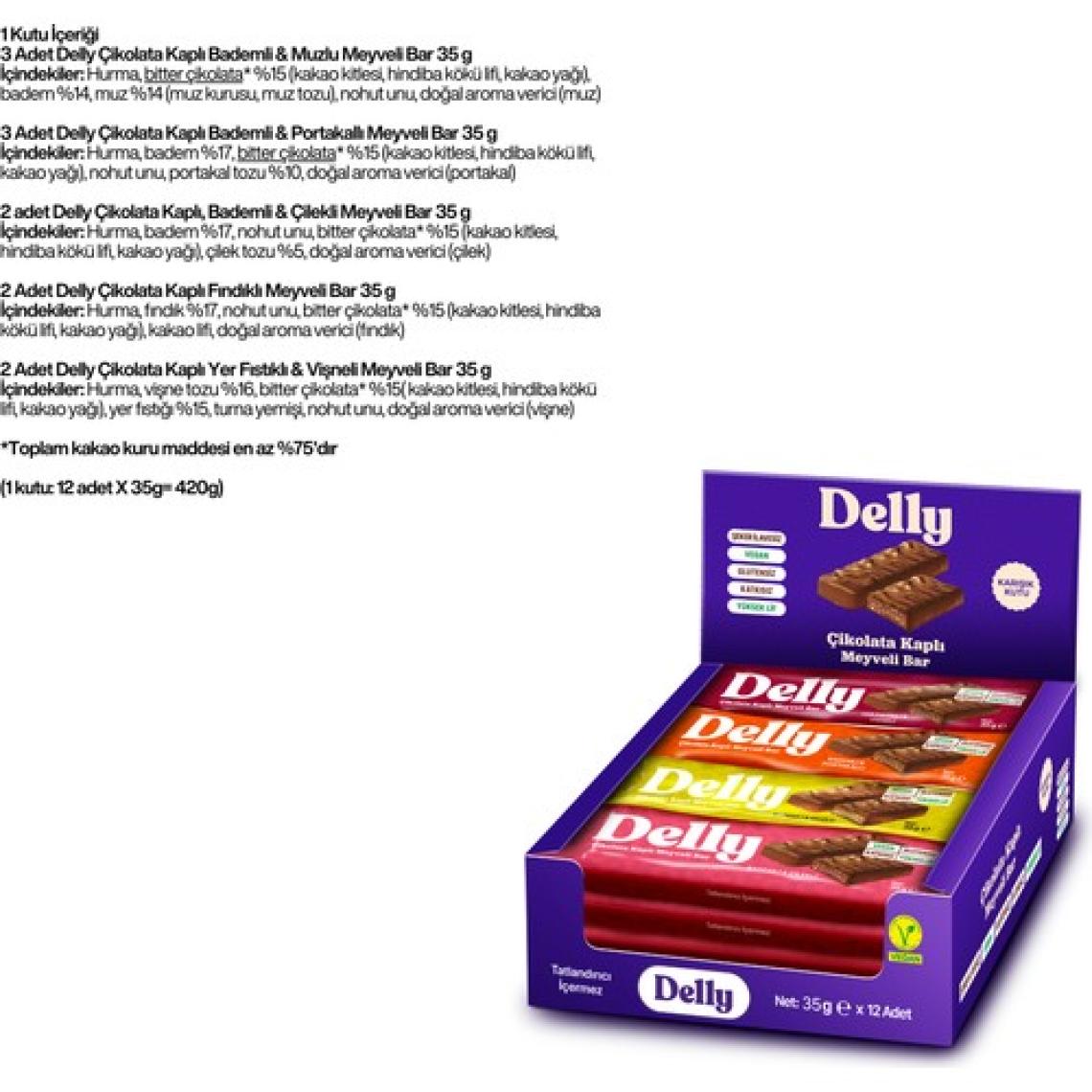 Delly Çikolata Kaplı - Meyveli Bar Karışık Kutu 35g X 12 Adet