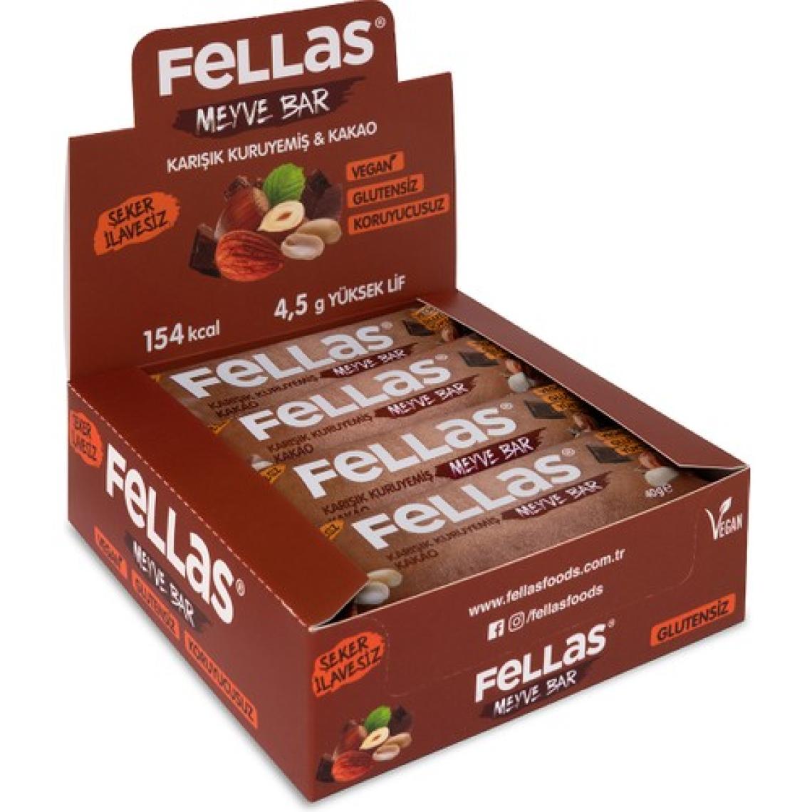 Fellas Meyve Bar - Karışık Kuruyemiş ve Kakao 40 gr x 12 Adet