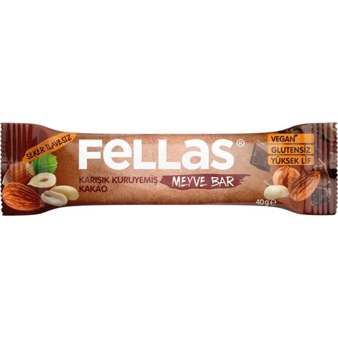 Fellas Meyve Bar - Karışık Kuruyemiş ve Kakao 40 gr x 12 Adet