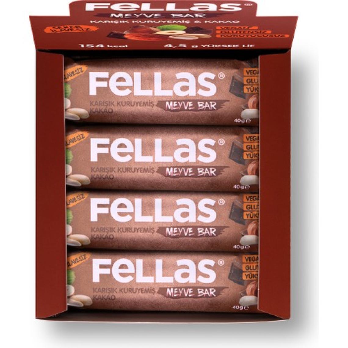 Fellas Meyve Bar - Karışık Kuruyemiş ve Kakao 40 gr x 12 Adet