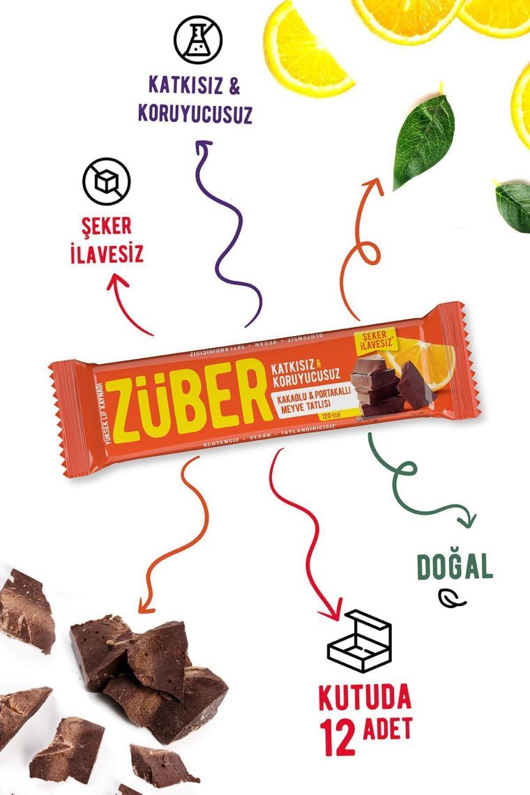 Züber Portakallı & Kakaolu Meyve Barı 12x40 gr