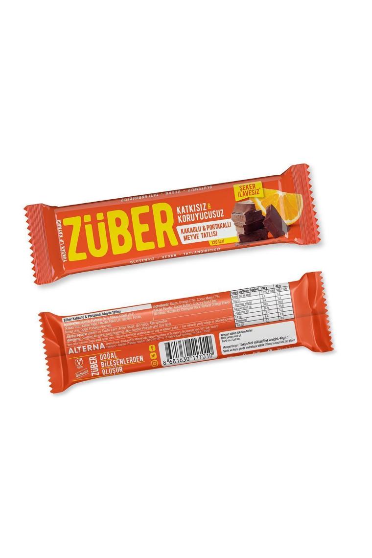 Züber Portakallı & Kakaolu Meyve Barı 12x40 gr