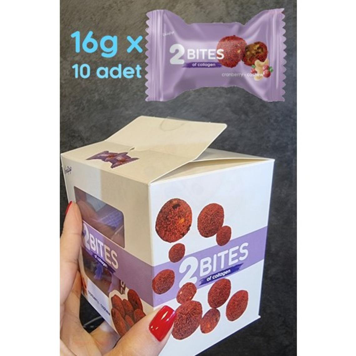 UNIQ2GO 2 Bites Kaju ve Kızılcık Parçacıklı Kolajen-Protein Topları (10 Adet x 16 Gr)