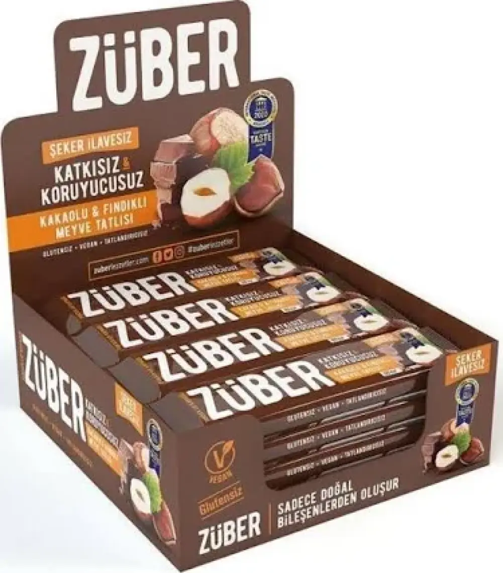 Züber Kakaolu ve Fındıklı Meyve Bar 40gr  X 12 Adet