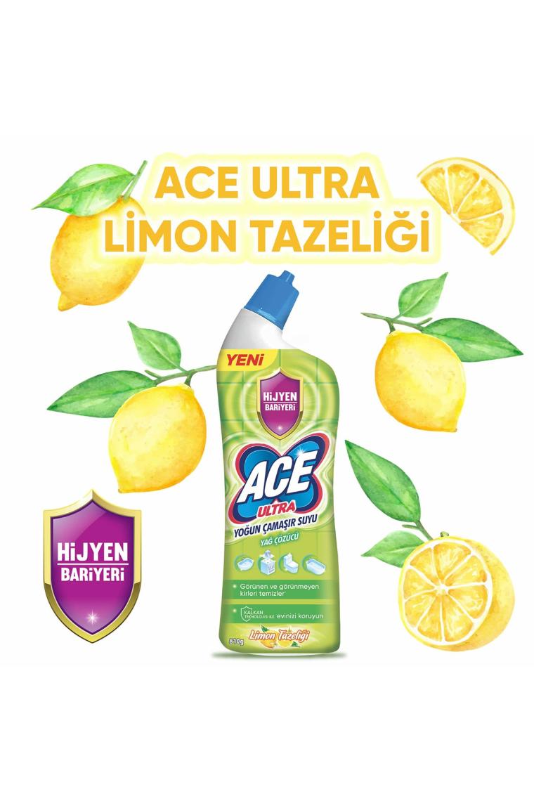 Ace Ultra Power Jel Limon Kokulu 750 ml / 810 gr Yağ Çözücü ve Çamaşır Suyu