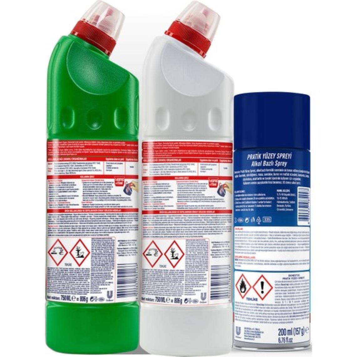 Domestos Yoğun Kıvamlı Çamaşır Suyu 750 ml x 2 + Domestos Pratik Yüzey Spreyi 200 ml