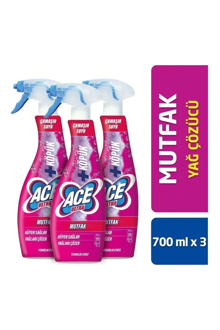 Ace Ultra Çamaşır Suyu Köpük Mutfak Ferahlık Etkisi 700 ml X 3