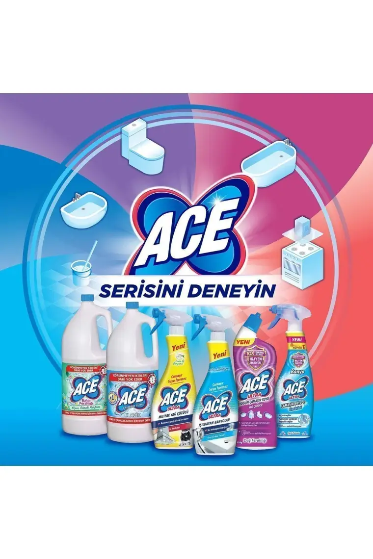 Ace Ultra Çamaşır Suyu Köpük Mutfak Ferahlık Etkisi 700 ml X 3