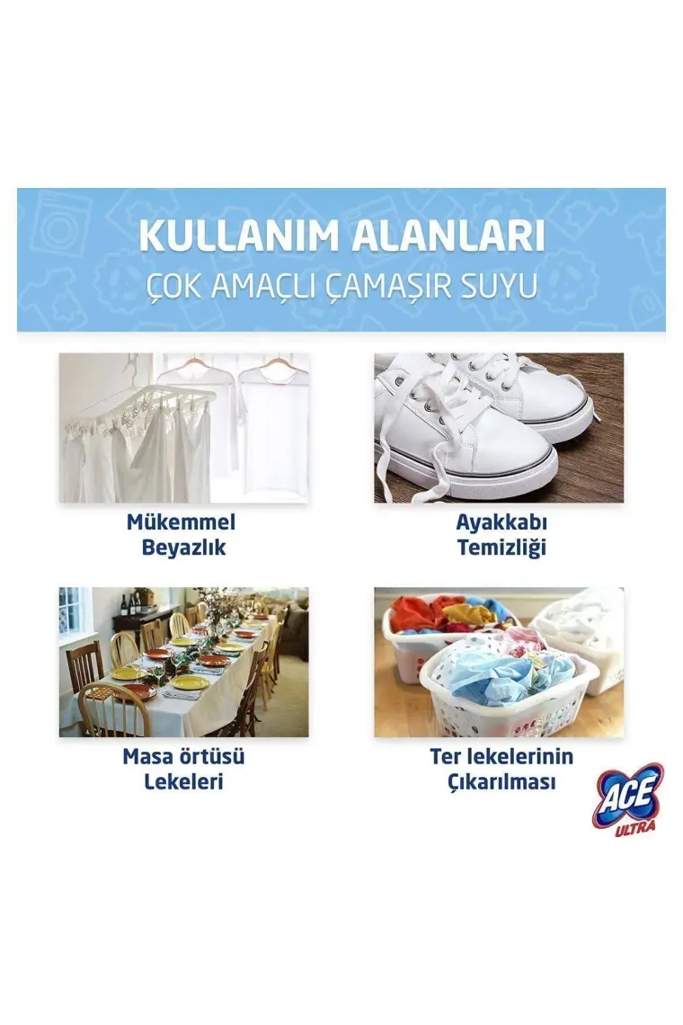 Ace Ultra Çamaşır Suyu Köpük Mutfak Ferahlık Etkisi 700 ml X 3