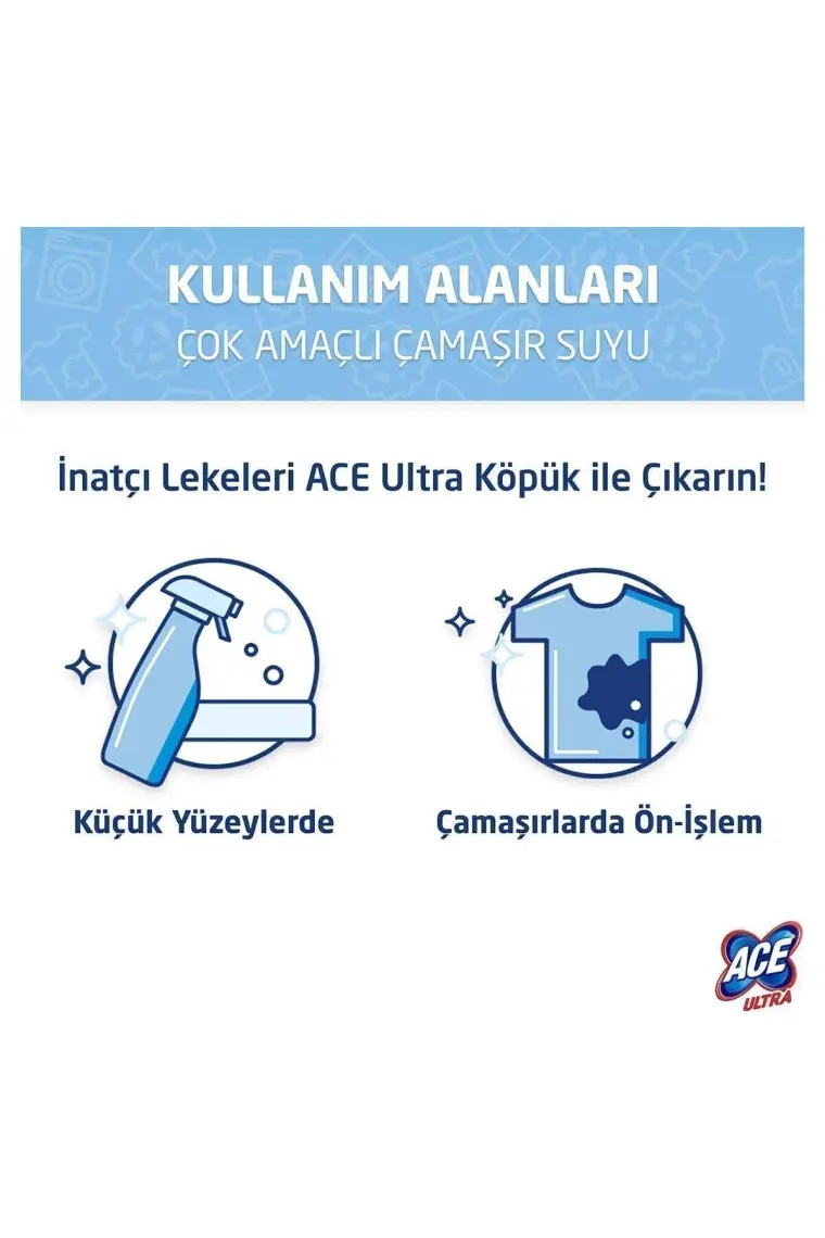 Ace Ultra Çamaşır Suyu Köpük Mutfak Ferahlık Etkisi 700 ml X 3