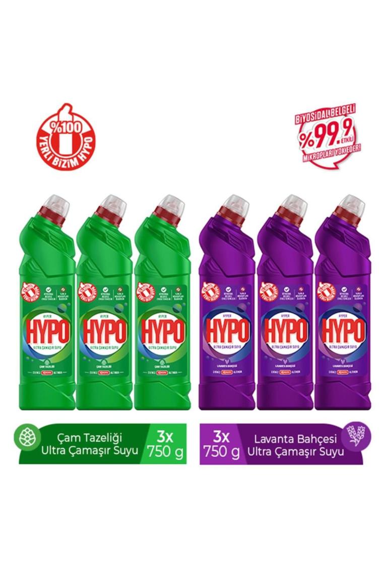 ULTRA ÇAMAŞIR SUYU 3 ÇAM VE 3 LAVANTA 750 GR X 6 ADET