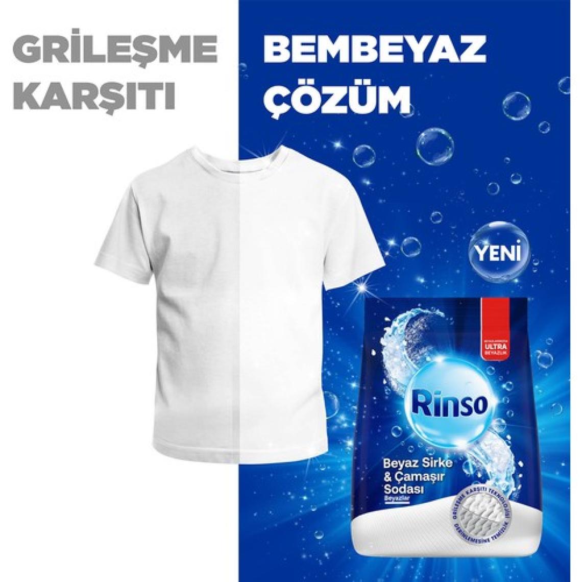 Rinso Beyaz Sirke ve Çamaşır Sodası Beyazlar Için Toz Deterjan 8 kg