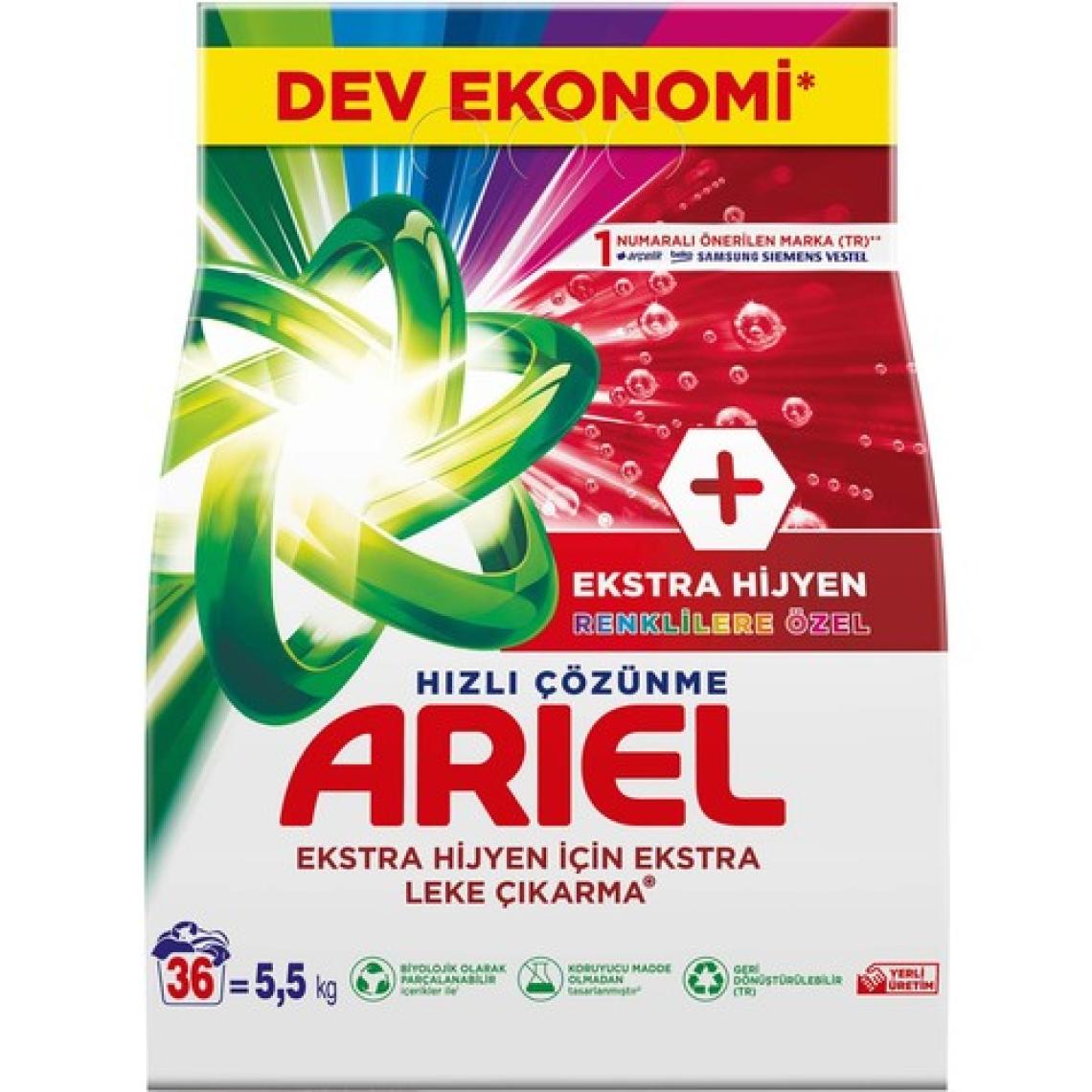 Ariel Oxi Ekstra Hijyen AquaPudra Renklilere Özel 5.5 kg Toz Deterjan