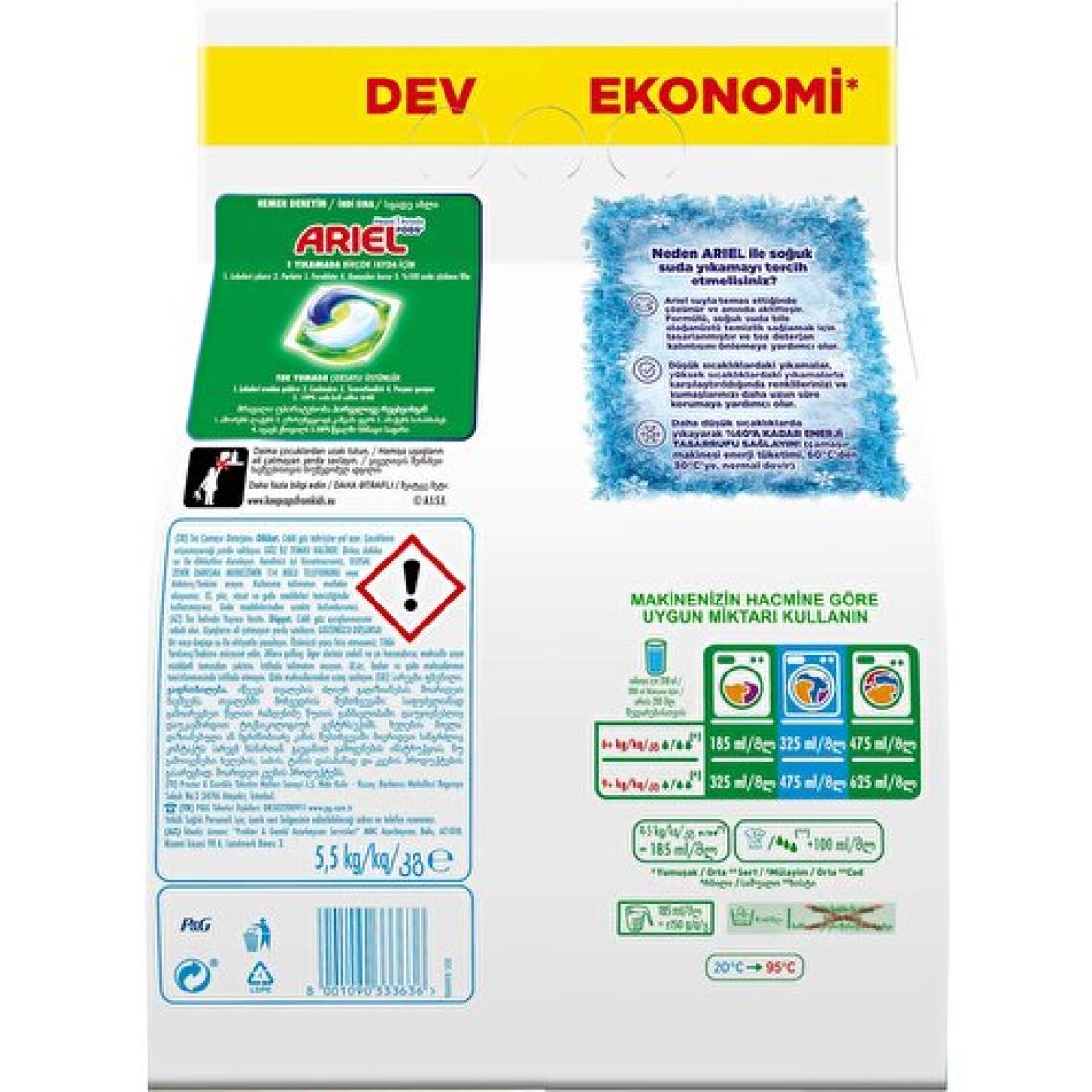 Ariel Oxi Ekstra Hijyen AquaPudra Renklilere Özel 5.5 kg Toz Deterjan
